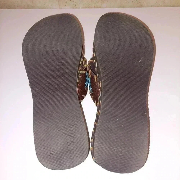 Delila flip flops Brown Leather Size 9 - Picture 5 of 8
